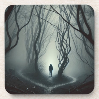 Porta-copo Crossroads in the Fog - Gloomy Forest Art Print