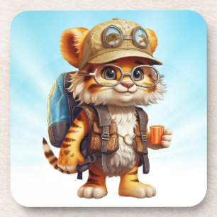 Porta-copo Cubo Joyful Tiger com mochila e café