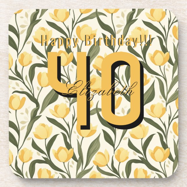 Porta-copo Custom Tulip Flower 70Th Birthday (Frente)