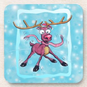 Porta-copo Cute Deer no gelo Cartografia de Natal de inverno
