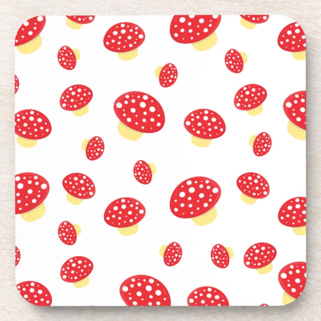 Porta-copo Cute Red Spotty Toadstool Mushrooms Pattern (Frente)