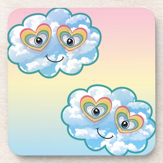 Porta-copo Cute Smiling Cloud Hard plastic coaster (Frente)