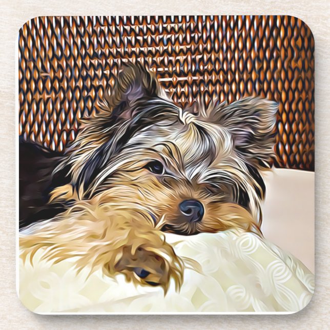 Porta-copo Cute Teacup Yorkie Yorkshire Terrier Digital (Frente)