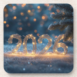 Porta-copo cute winter fox new year 2026 coasters