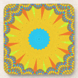 Porta-copo Cyan e Dourada Mandala Art Impressão