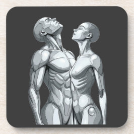 Porta-copo Cyborg Couple Square Hard Plastic Coasters