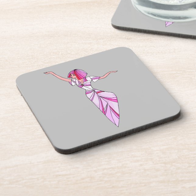 Porta-copo Dançarina rosa-escura com cabelo rosa (Left Side)