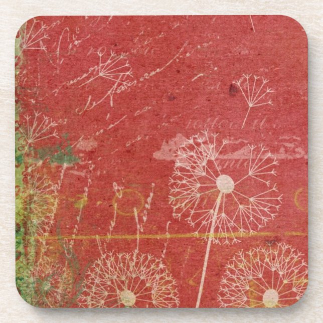 Porta-copo Dandelions Levam Vento Contra Abstrato do Céu Rosa (Frente)