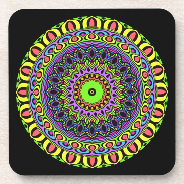Porta-copo DARTs Mandala - neon 1 (Frente)