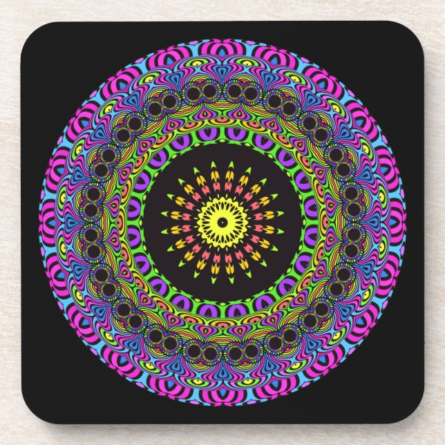 Porta-copo Darts Mandala - neon 2 (Frente)
