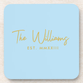 Porta-copo Data de Criação do Script Azul e Dourado Moderno