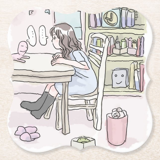 PORTA-COPO DE PAPEL さいくさじ　机に向かう (Frente)