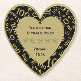 Porta-copo De Papel 100º aniversário do Centenário - Tema Preto e Dour