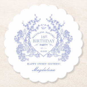 Porta-copo De Papel 16.º Aniversário Personalizado de Paixão Floral Az