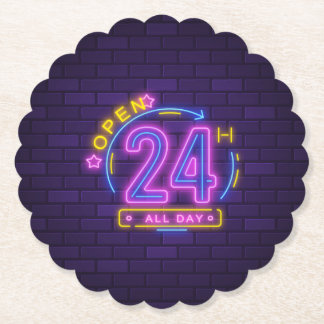 Porta-copo De Papel 24 Hr Abrir Modelo de Sinal Neon