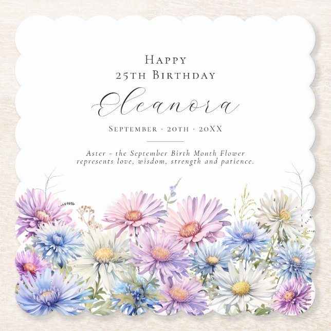Porta-copo De Papel 25th Birthday September Birth Flower Custom (Frente)