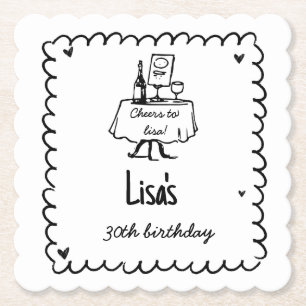 Porta-copo De Papel 30 de Coquetel de Escrivação à Mão, aniversário de