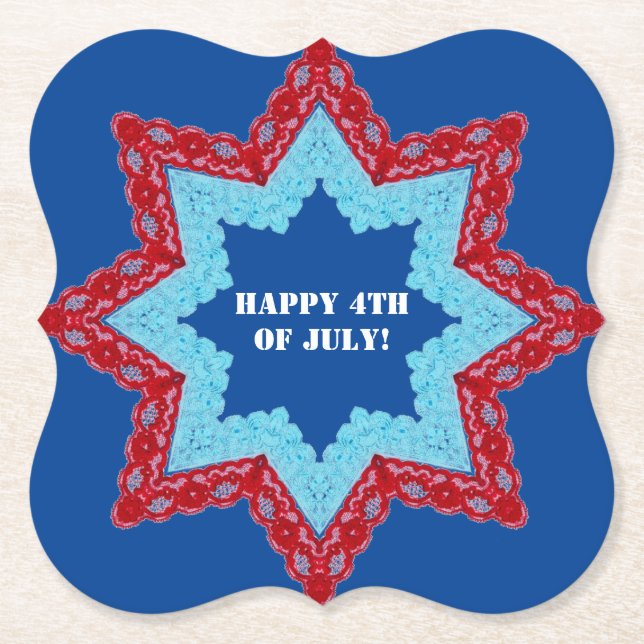 Porta-copo De Papel 4th of July Lace Red White Blue    (Frente)