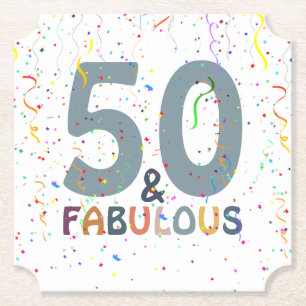 Porta-copo De Papel 50 & Fabuloso Confete Azul Tipografia Moderna