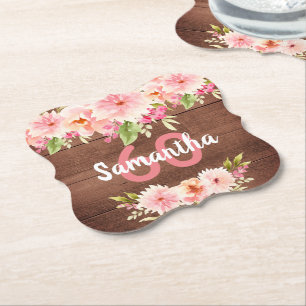 Porta-copo De Papel 60ª festa de aniversário de coral dahlia flores ca