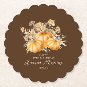 Porta-copo De Papel 80 Birthday Rustic Boho Pumpkin Fall Personalizado
