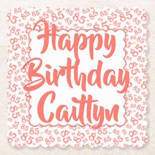 Porta-copo De Papel 85. º Aniversário - Números aleatórios Corais