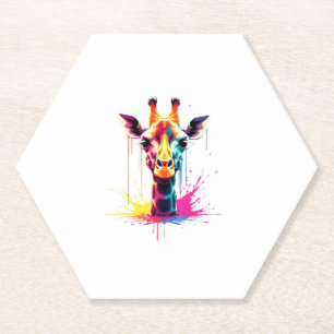 Porta-copo De Papel A girafa colorida para o engraçado