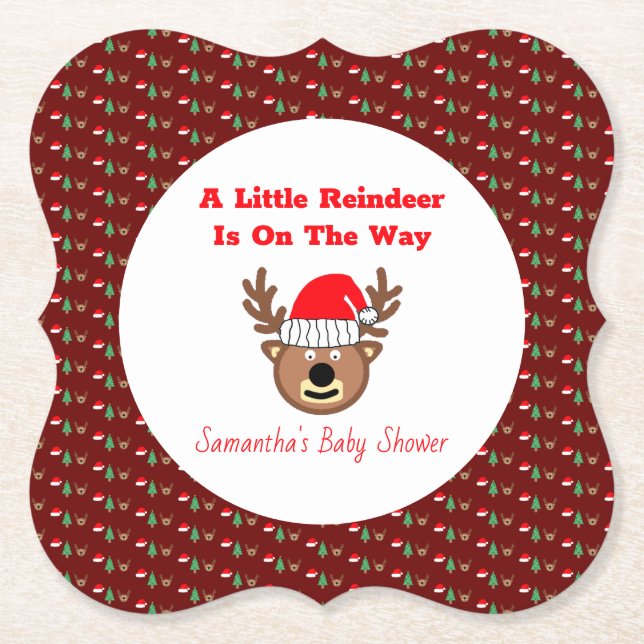 Porta-copo De Papel A Little Reindeer Is On The Way (Frente)