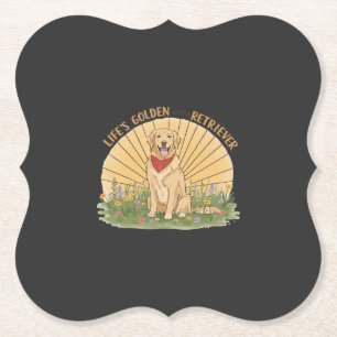 Porta-copo De Papel A vida é dourada com um Retriever Fofo - design Do