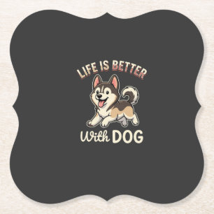 Porta-copo De Papel A Vida é Melhor Com Cartoon de Cachorro