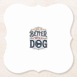 Porta-copo De Papel A Vida é Melhor Com um Cachorro Design de Gravura 