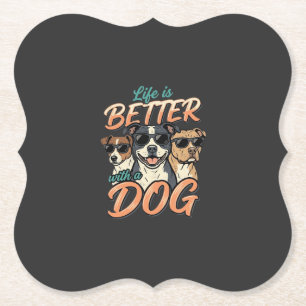 Porta-copo De Papel A Vida é Melhor Com Vetor de Cachorro