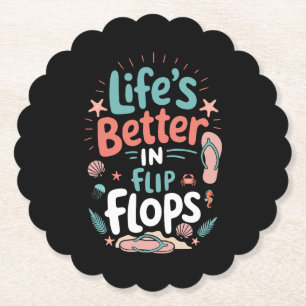 Porta-copo De Papel A Vida é Melhor de Chinelos – Praia Tropical Diver