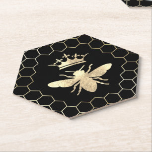 Porta-copo De Papel abelha rainha sobre preto