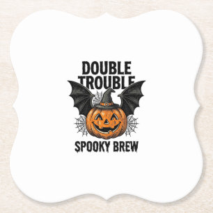 Porta-copo De Papel Abóbora de Halloween Bruxa Dupla Problema Vintage