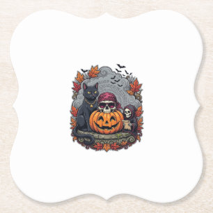 Porta-copo De Papel Abóbora de Halloween Caveira de Gato Ceifador Outo