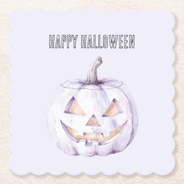 Porta-copo De Papel Abóbora de Halloween Lavanda (Frente)
