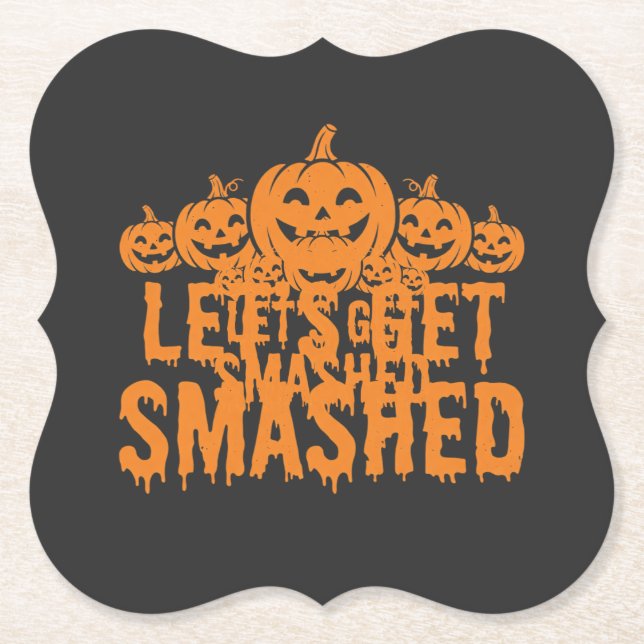 Porta-copo De Papel Abóbora de Halloween Vamos Esmagar (Frente)