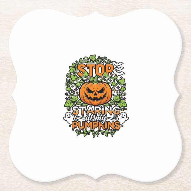 Porta-copo De Papel Aboboras de Halloween Fantasmas Morcegos Param de  (Frente)