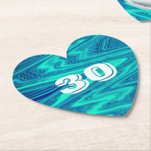 Porta-copo De Papel Abstrato de aniversário de 30 anos de Ondas Azuis