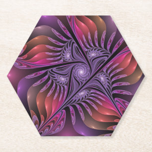 Porta-copo De Papel Abstrato de Fantasia Colorida Fractal Roxo