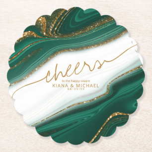 Porta-copo De Papel Abstrato Glitter Strata Wedding Cheers Green ID903