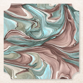 Porta-copo De Papel Abstrato Mauve Blue Green Swirls Porta copos única