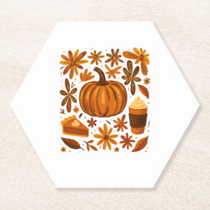 Porta-copo De Papel Ação de Graças de Pumpkin Floral de Queda de Largu
