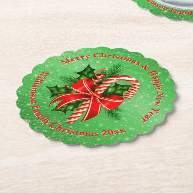 Porta-copo De Papel Adicionar Nome Alterar Texto Vermelho Verde Natal  (Angular)