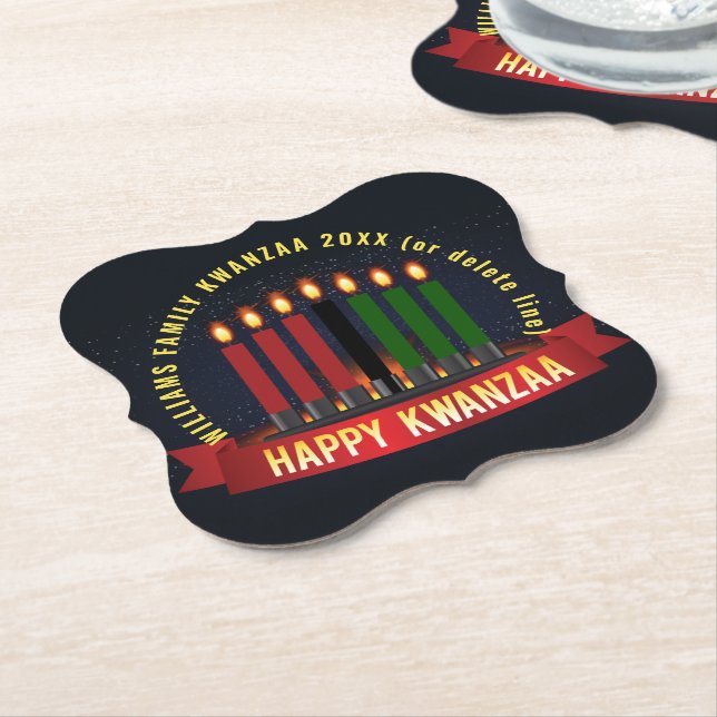 Porta-copo De Papel Adicionar nome Ano Velas do Kwanzaa (Angular)