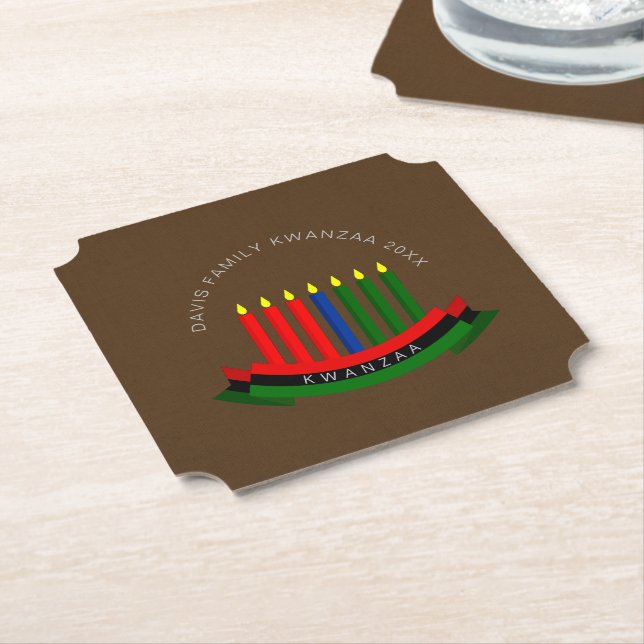 Porta-copo De Papel Adicionar Nome Ano Velas Kwanzaa (Angular)