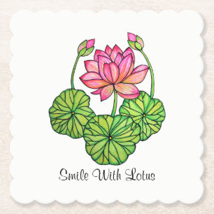 Porta-copo De Papel Aguarela Lotus cor-de-rosa com botões & folhas