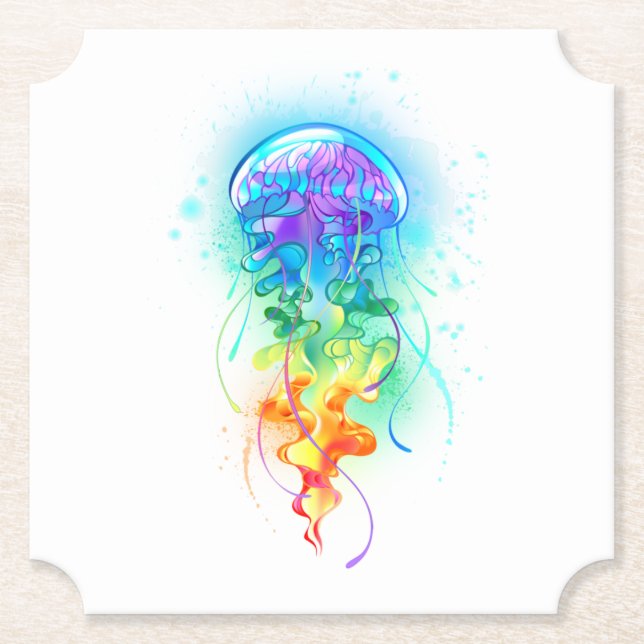 Porta-copo De Papel Águas-vivas do arco-íris (Frente)