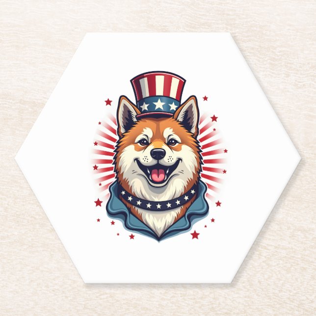 Porta-copo De Papel Akita cão com independência (Frente)
